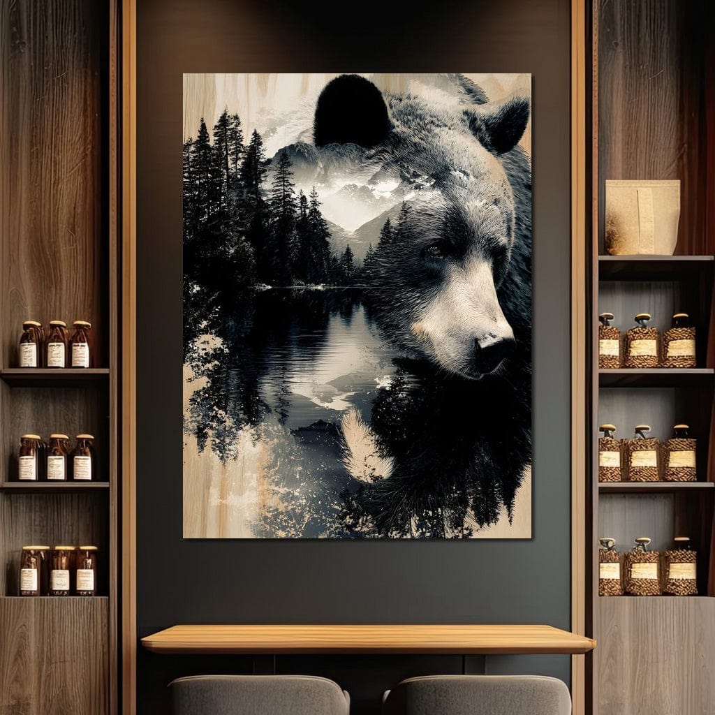 Wild Pines Bear Reflection Canvas Wall Art