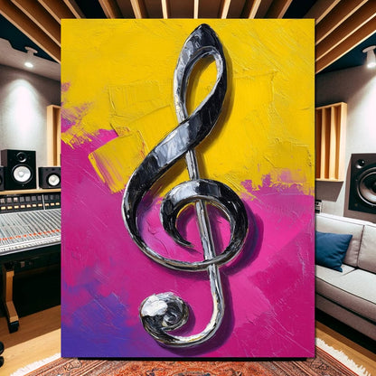 Electric Treble Clef Glow Canvas Wall Art