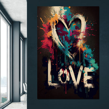 Message of Love Graffiti Canvas Wall Art