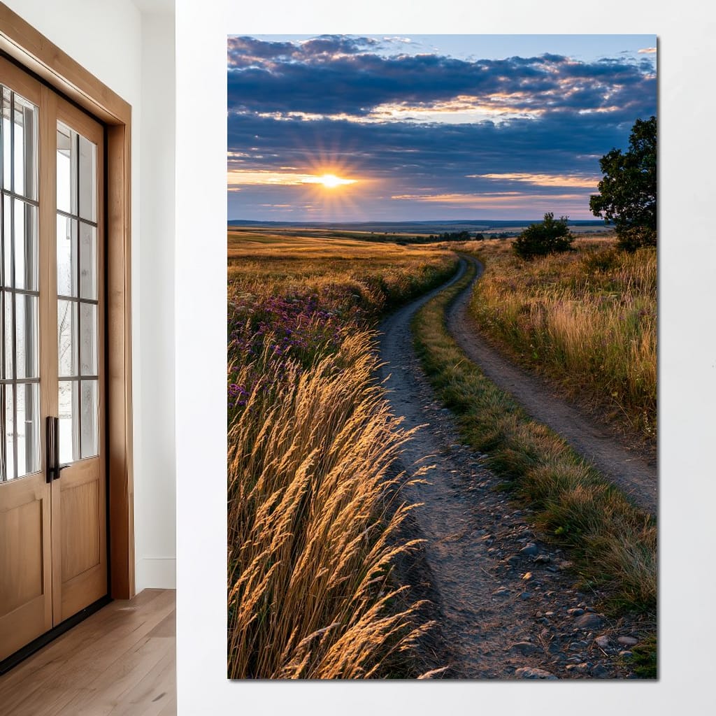 Golden Hour Journey Home Canvas Wall Art