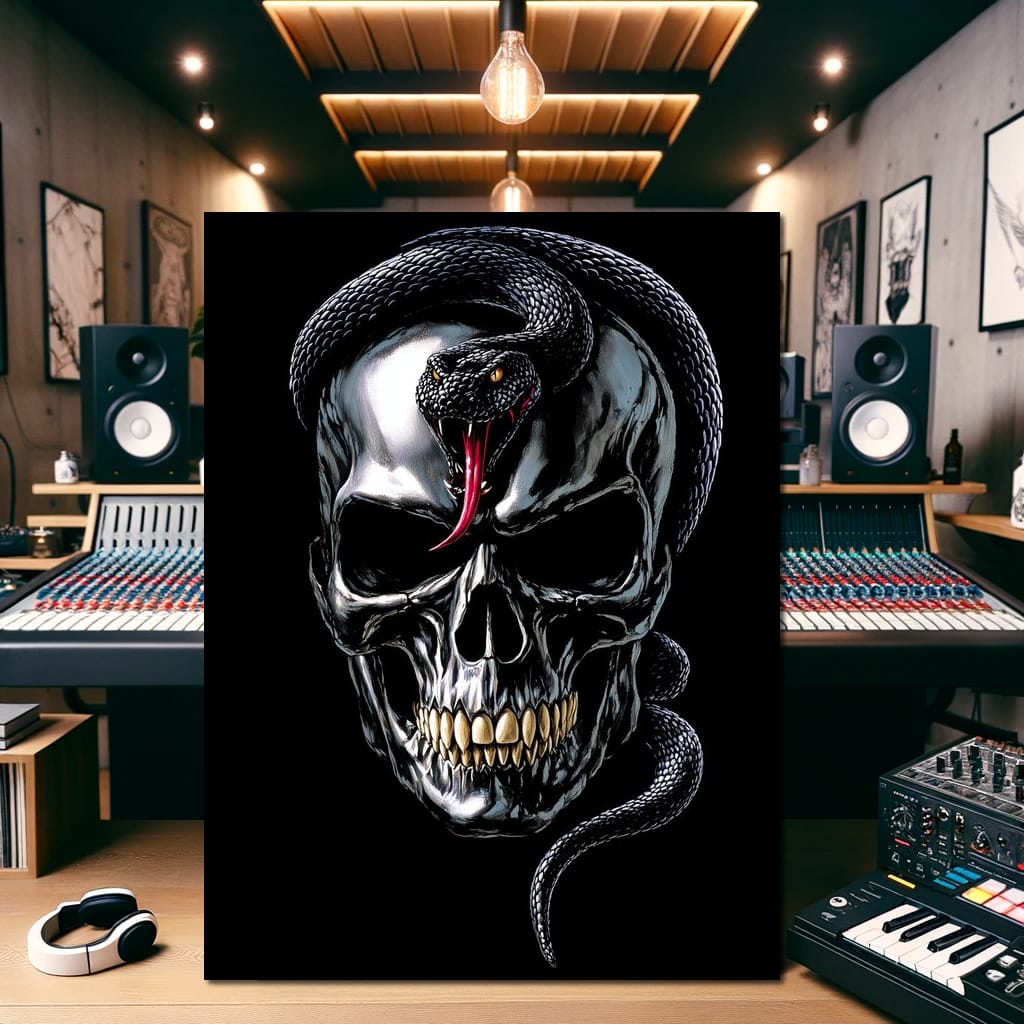 Serpent Crowned Skull Night Canvas Wall Art