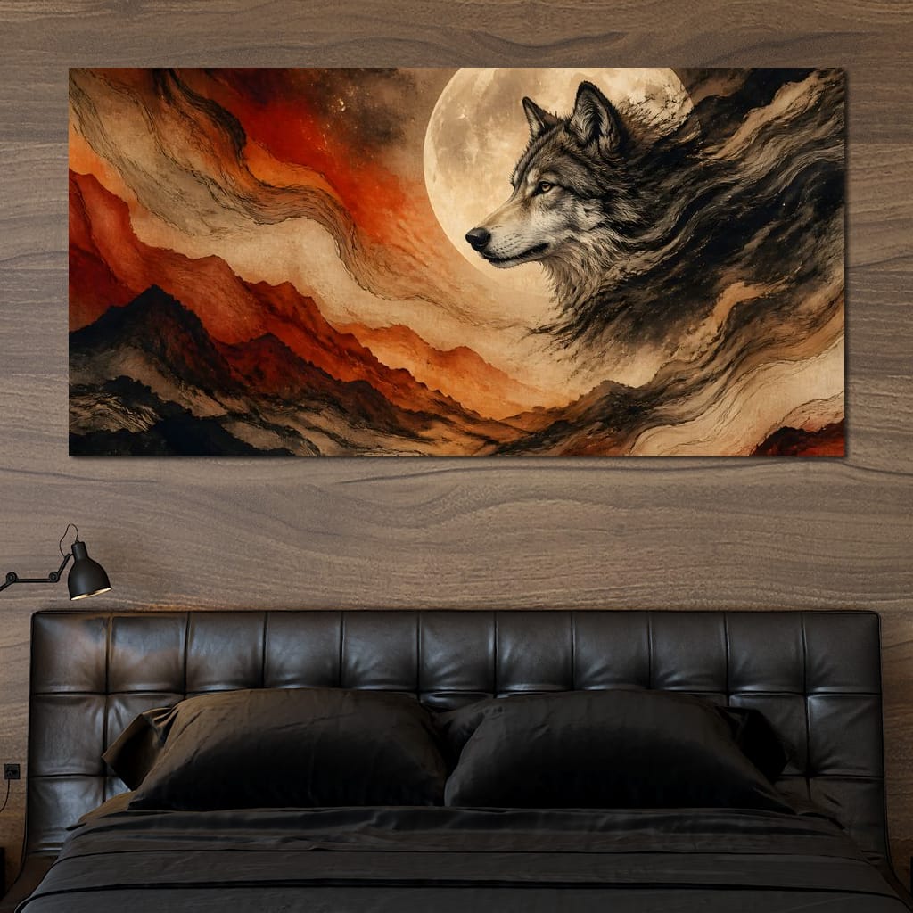 Solitary Howl Before Dawn Canvas Wall Art
