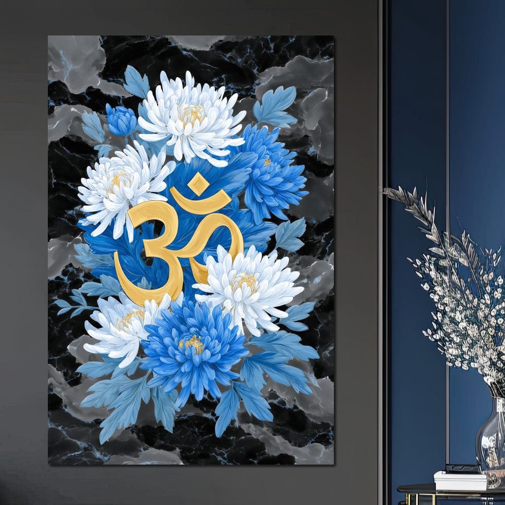 Om Lotus Bloom Floral Gold Canvas Wall Art