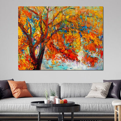Red & Yellow Autumn Tree Canvas Wall Art