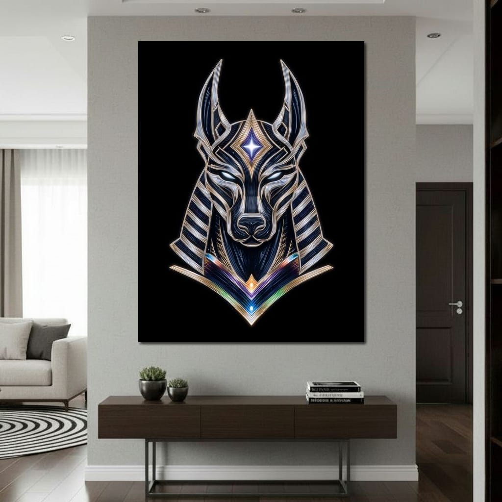 Celestial Anubis Guardian Canvas Wall Art