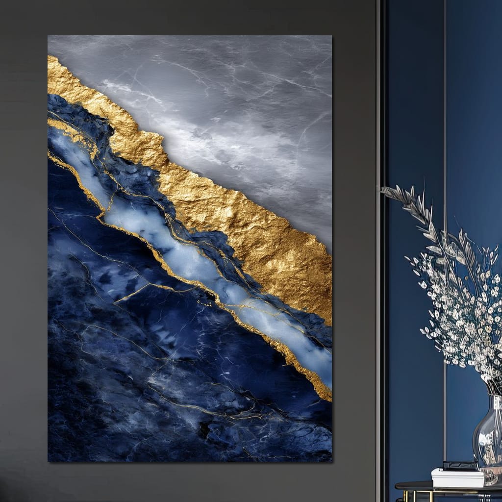 Gilded Midnight Marble Rift Canvas Wall Art
