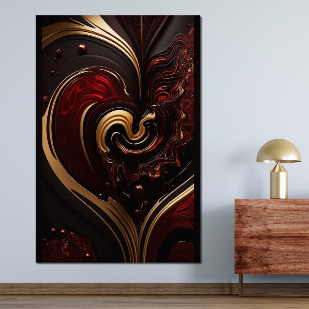 The Marble-Lux Collection: Dark Red & Vibrant Gold 05 Canvas Wall Art