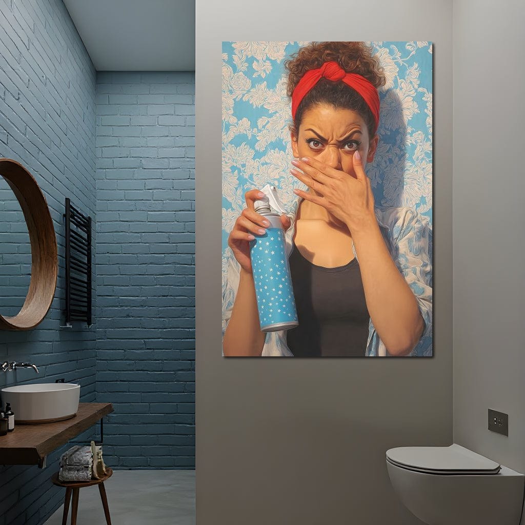 Bathroom Spray Panic Canvas Wall Art