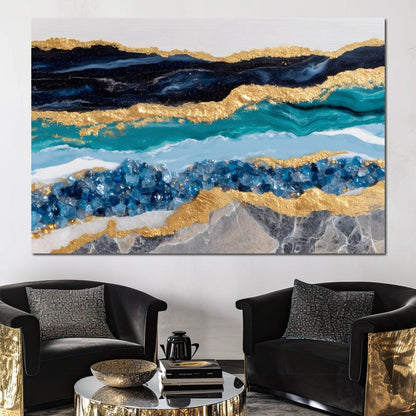 Gilded Ocean Geode Flow Canvas Wall Art