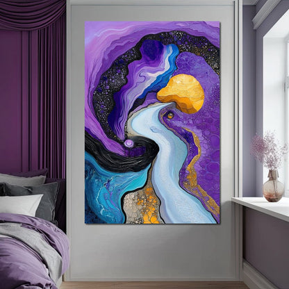 Waves of the Amethyst Sky Canvas Wall Art