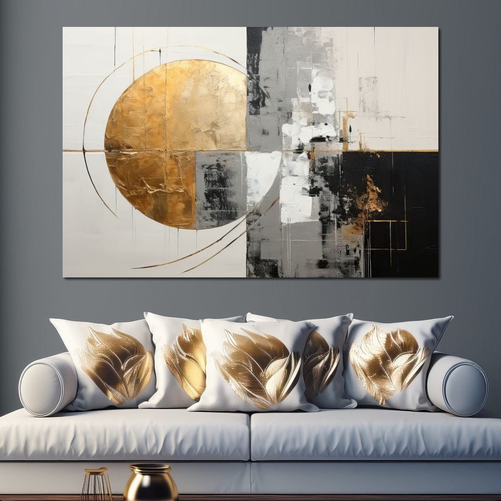 Golden Geometric Serenity Canvas Wall Art