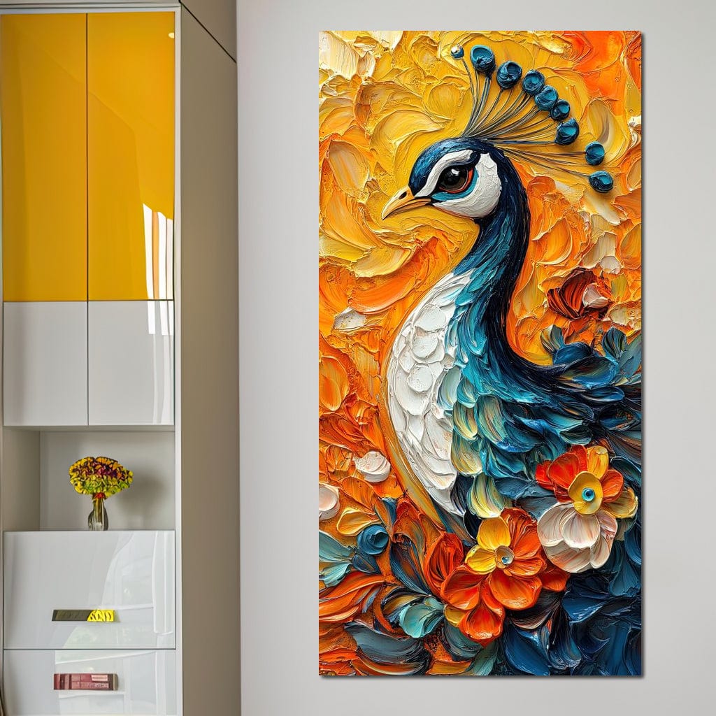 Radiant Peacock Garden Harmony Canvas Wall Art