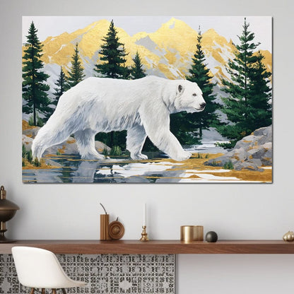 Majestic Polar Bear Wilderness Stroll Canvas Wall Art