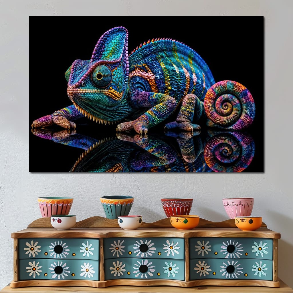 Chromatic Chameleon Canvas Wall Art