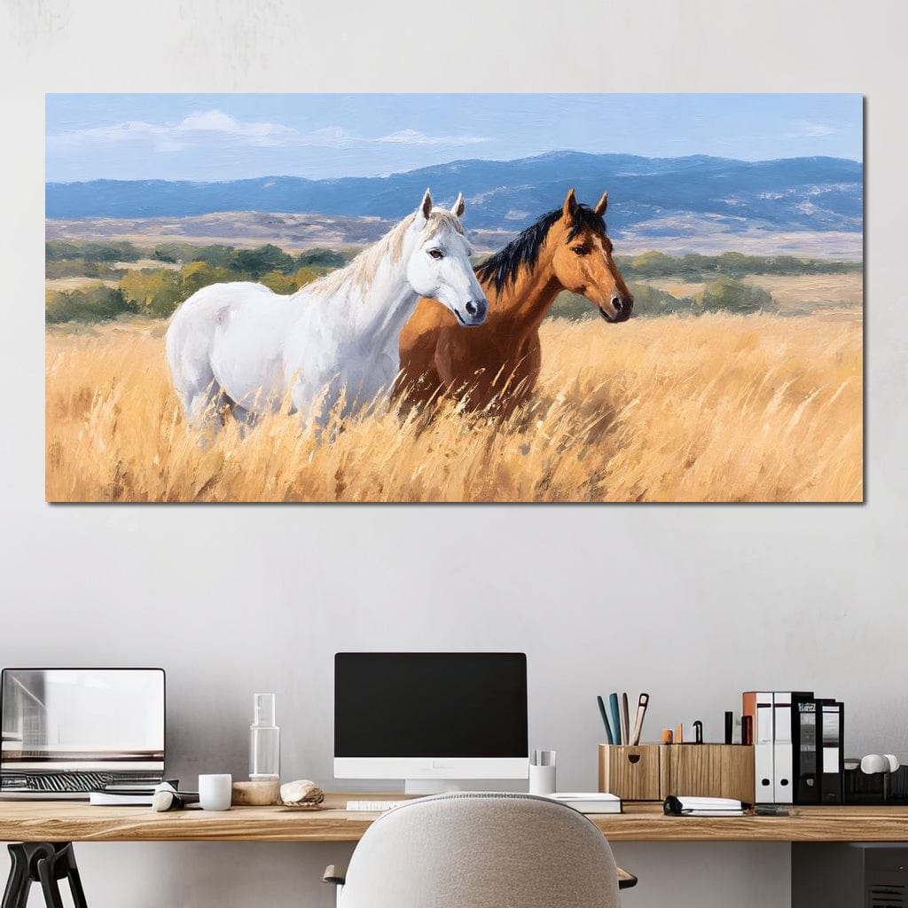 Equine Journey Through Fields Canvas Wall Art