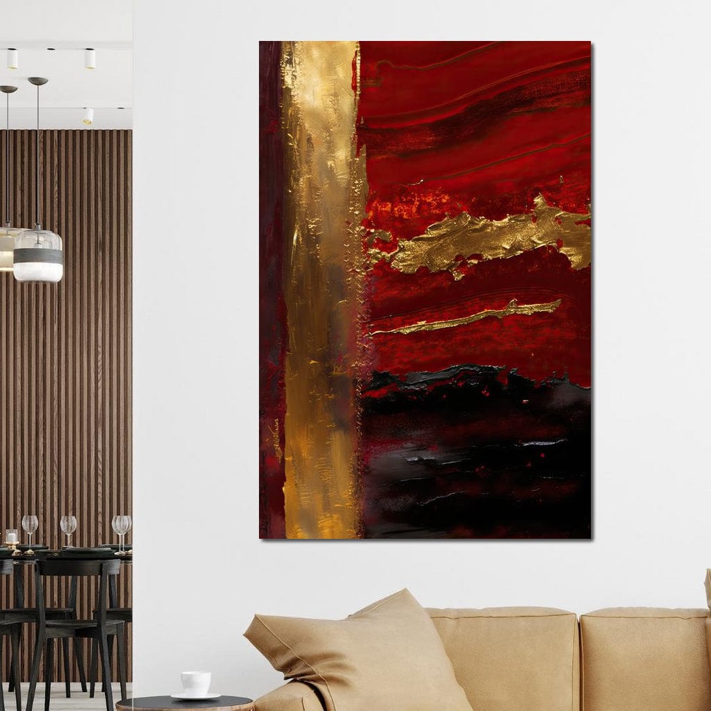The Lush Layers Collection: Dark Red & Gold 04 Canvas Wall Art