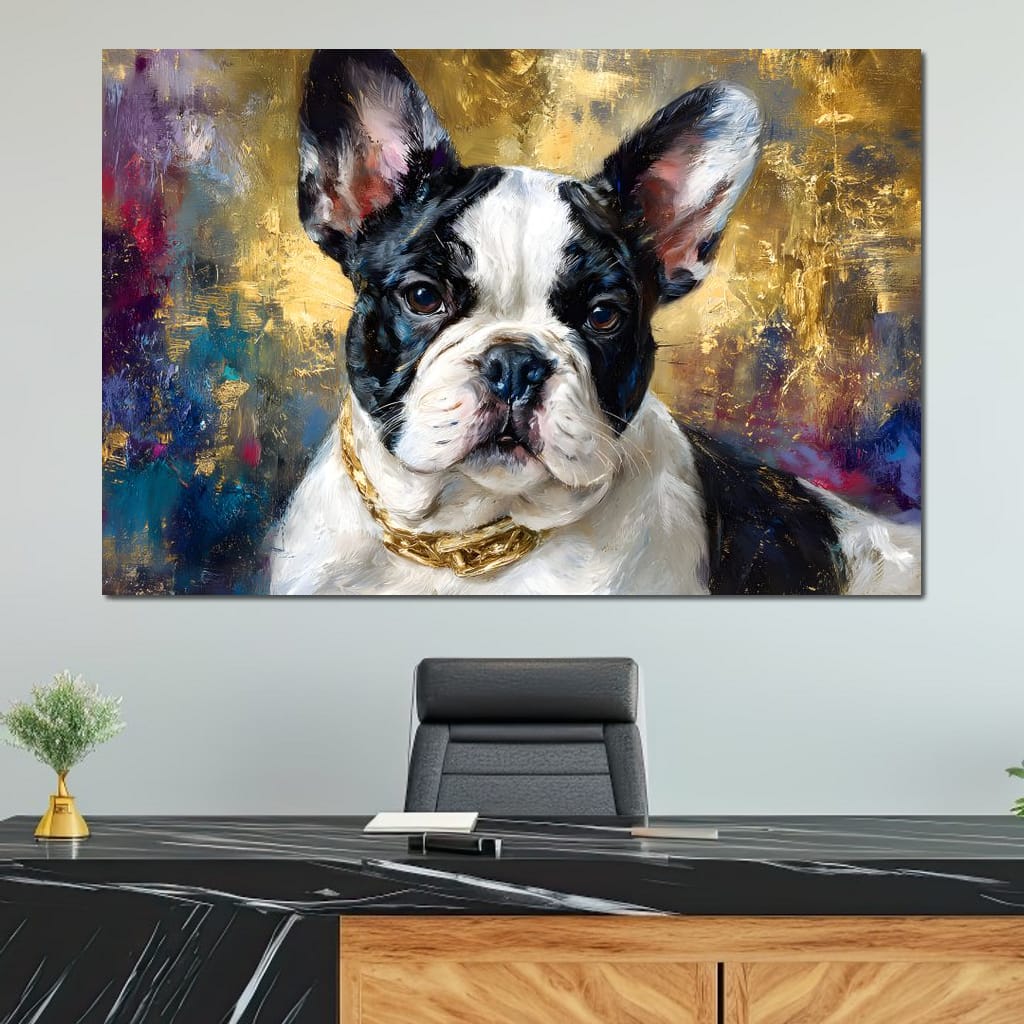 Golden French Bulldog Portrait Canvas Wall Art