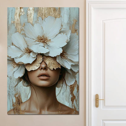 Golden Petal Head Canvas Wall Art