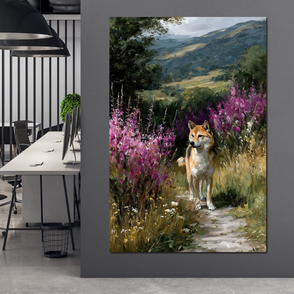 Shiba Meadow Trail Portrait Canvas Wall Art