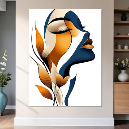 Golden Feminine Grace Canvas Wall Art