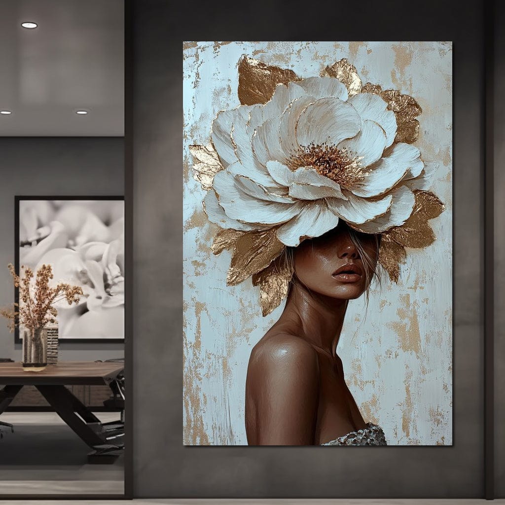 Golden Blossom Radiance Canvas Wall Art