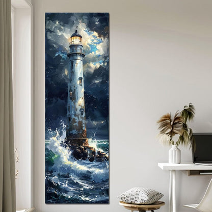 Lighthouse of Stormy Shores Canvas Wall Art