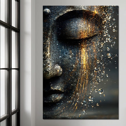 Golden Tranquil Buddha Flow Canvas Wall Art