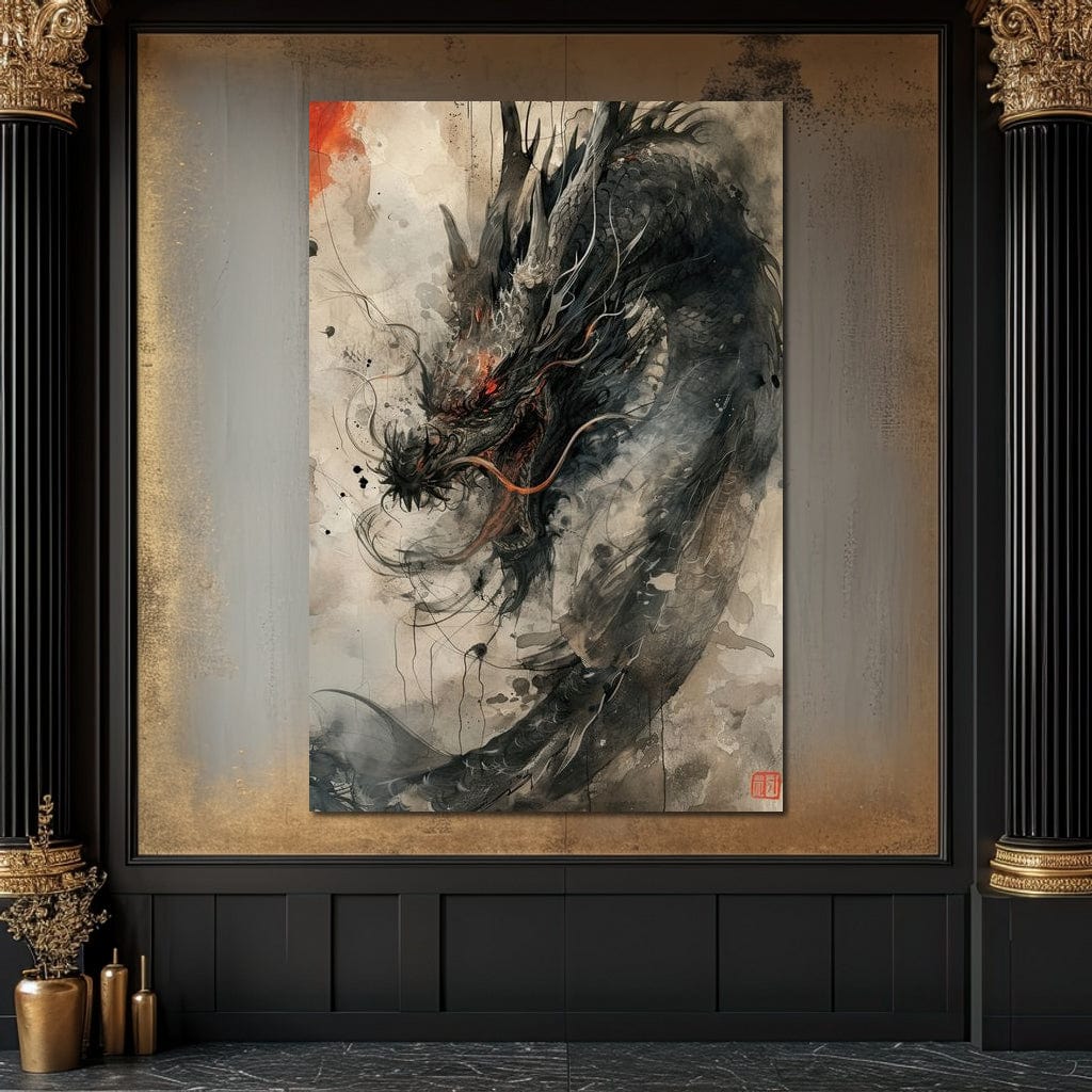 Ethereal Dragon's Maelstrom Canvas Wall Art
