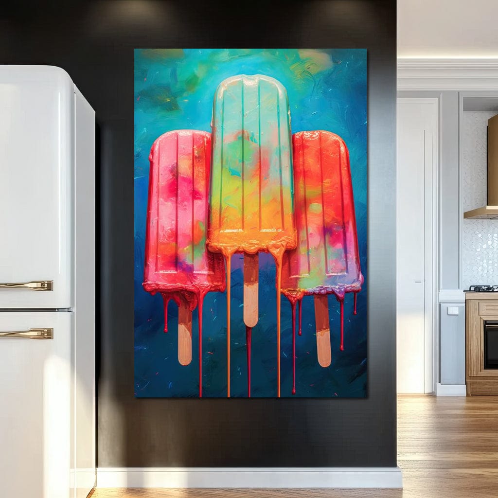 Rainbow Popsicles Glow Canvas Wall Art