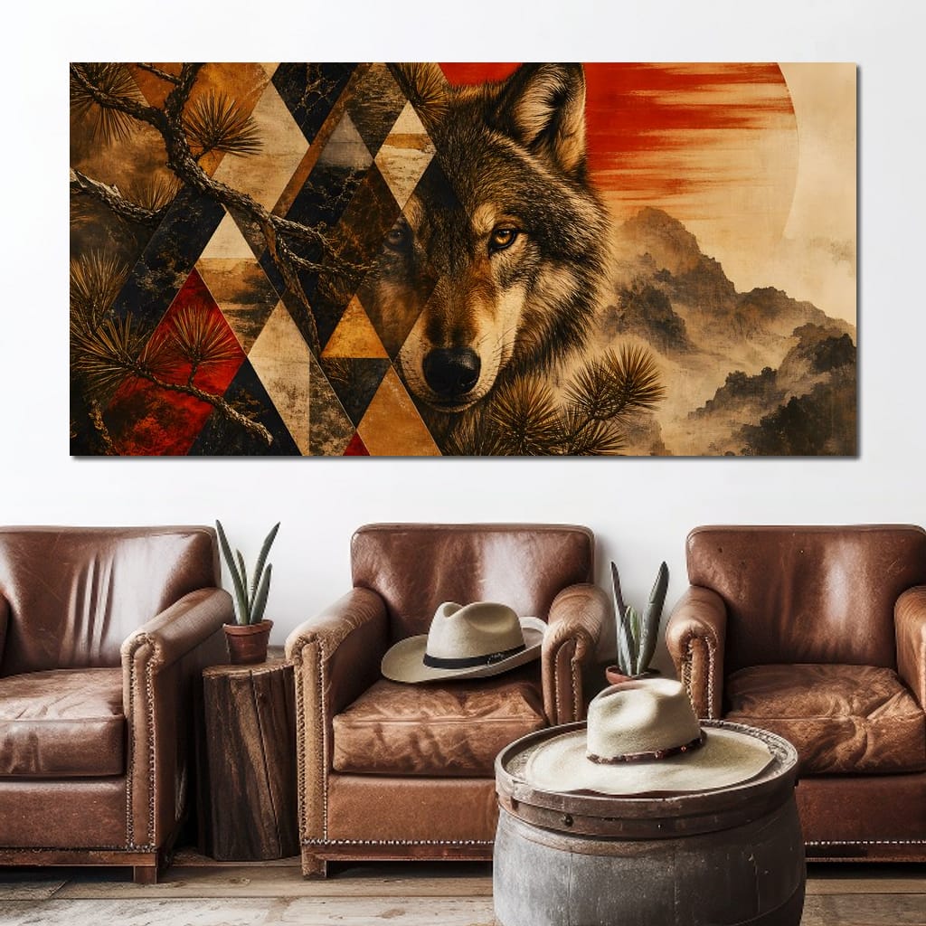 Solitary Predator Rising Sun Canvas Wall Art