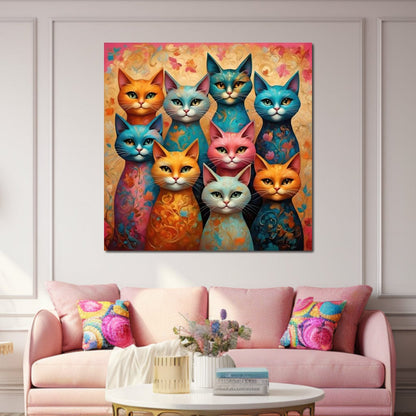 Cat Kaleidoscope Canvas Wall Art