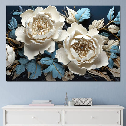 Lovely White Roses Canvas Wall Art