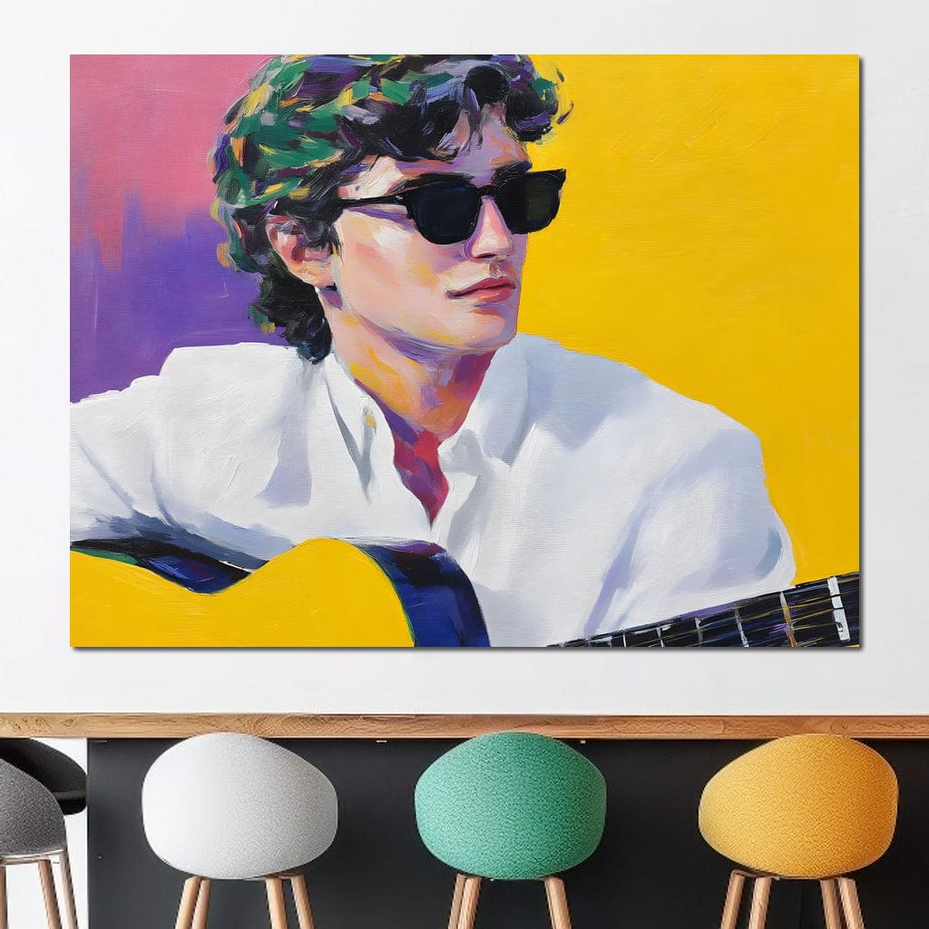 Vibrant Guitarist Sunlit Groove Canvas Wall Art