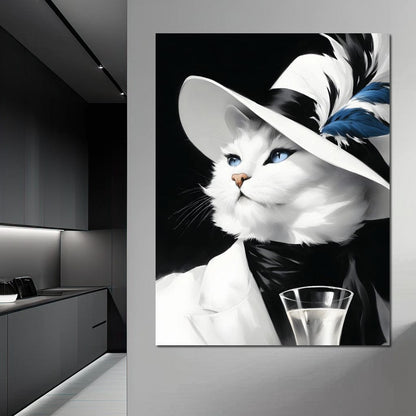 Sophisticated Feline Reverie Canvas Wall Art