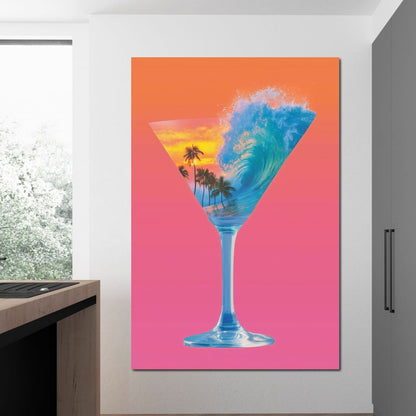 Double Exposure Martini Canvas Wall Art