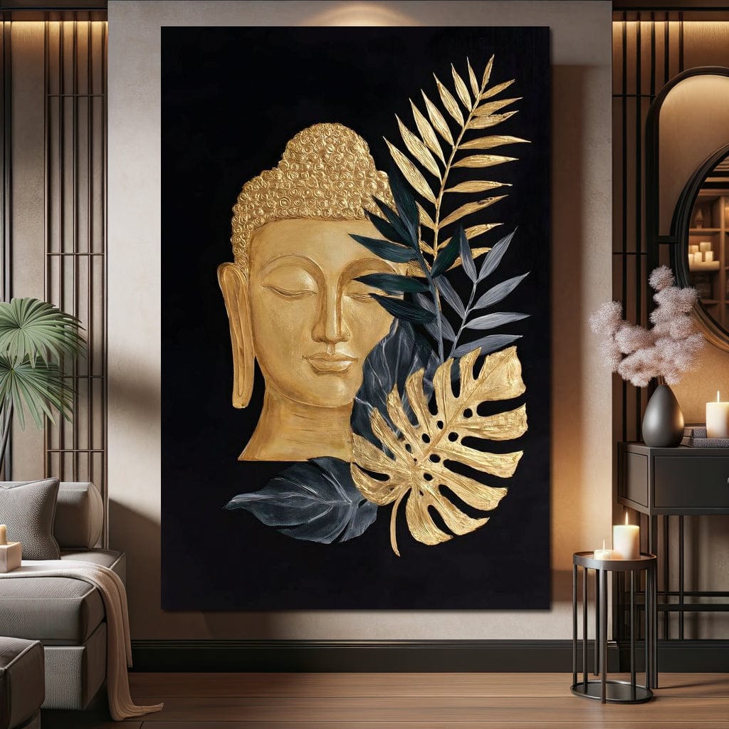 Golden Buddha Botanical Calm Canvas Wall Art
