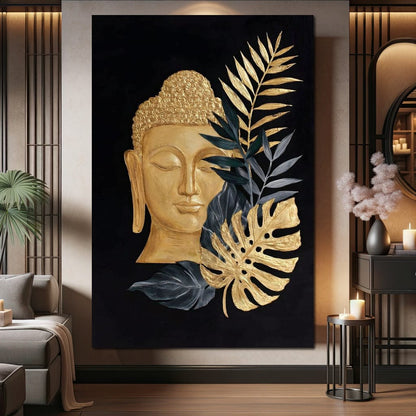 Golden Buddha Botanical Calm Canvas Wall Art