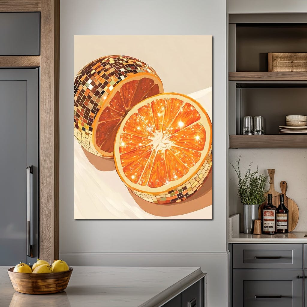 Sparkling Citrus Disco Slice Canvas Wall Art