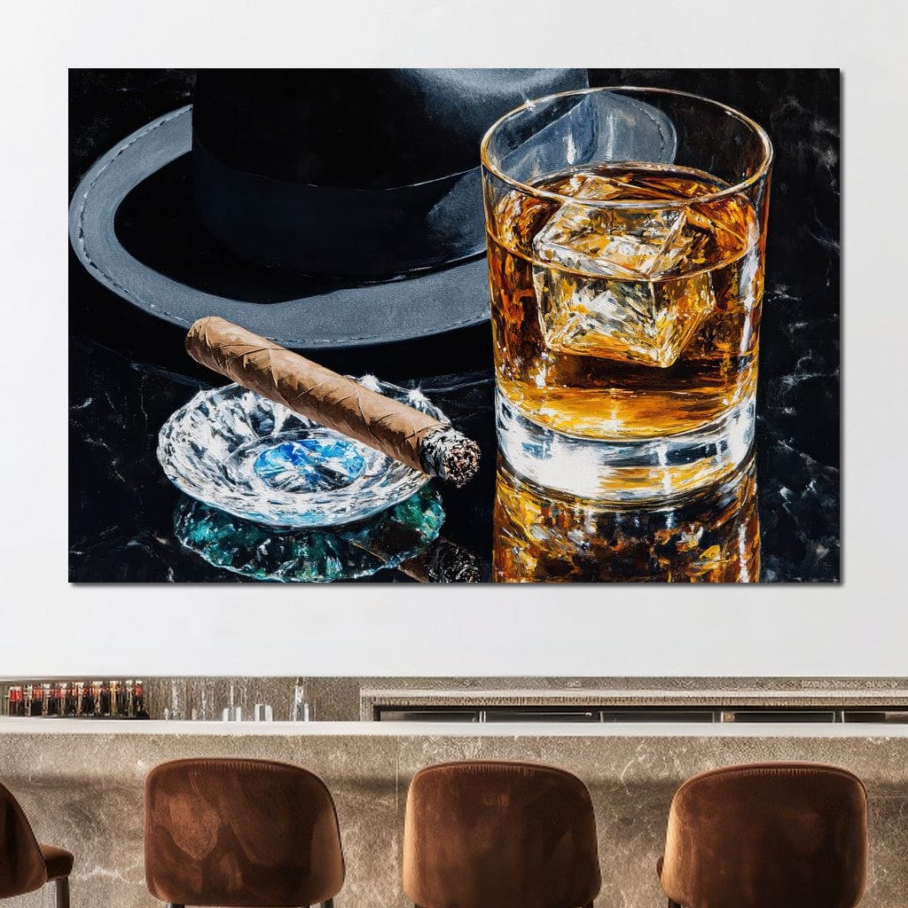 Whiskey Night Silhouette Canvas Wall Art