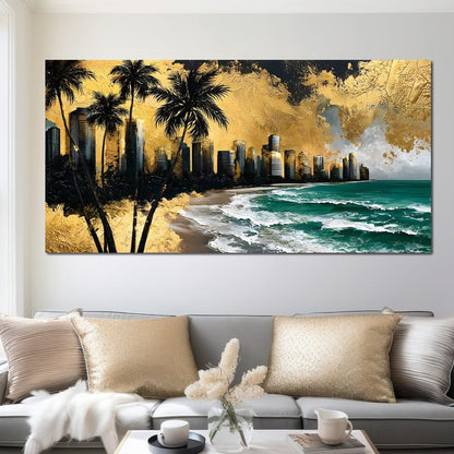 Miami Vibes in Gold Canvas Wall Art