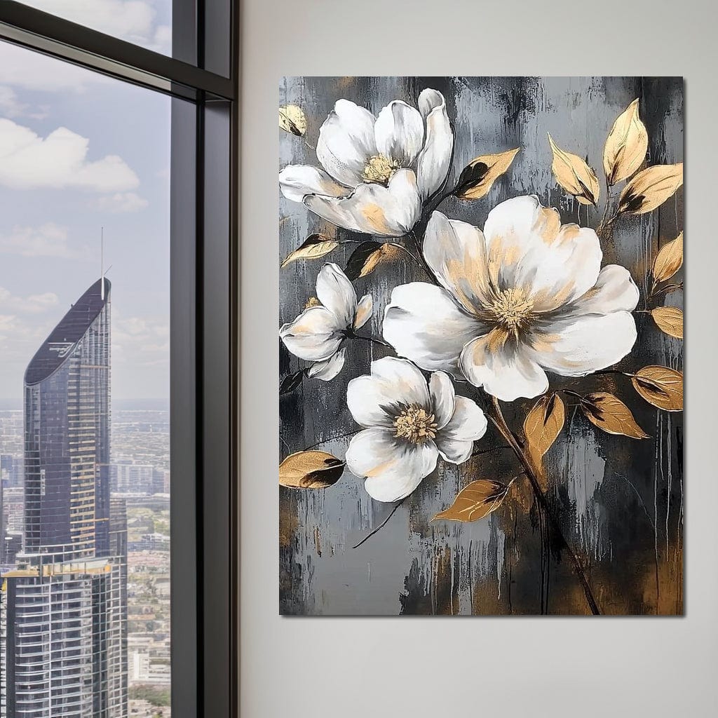 Golden Blossom Reflections Canvas Wall Art