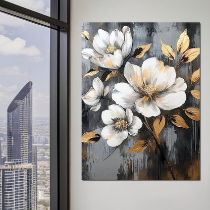 Golden Blossom Reflections Canvas Wall Art