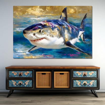 Gilded Great White Hunter Canvas Wall Art