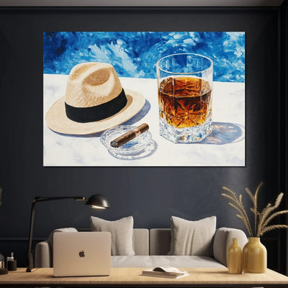 Cigar by the Pool Canvas Wall Art