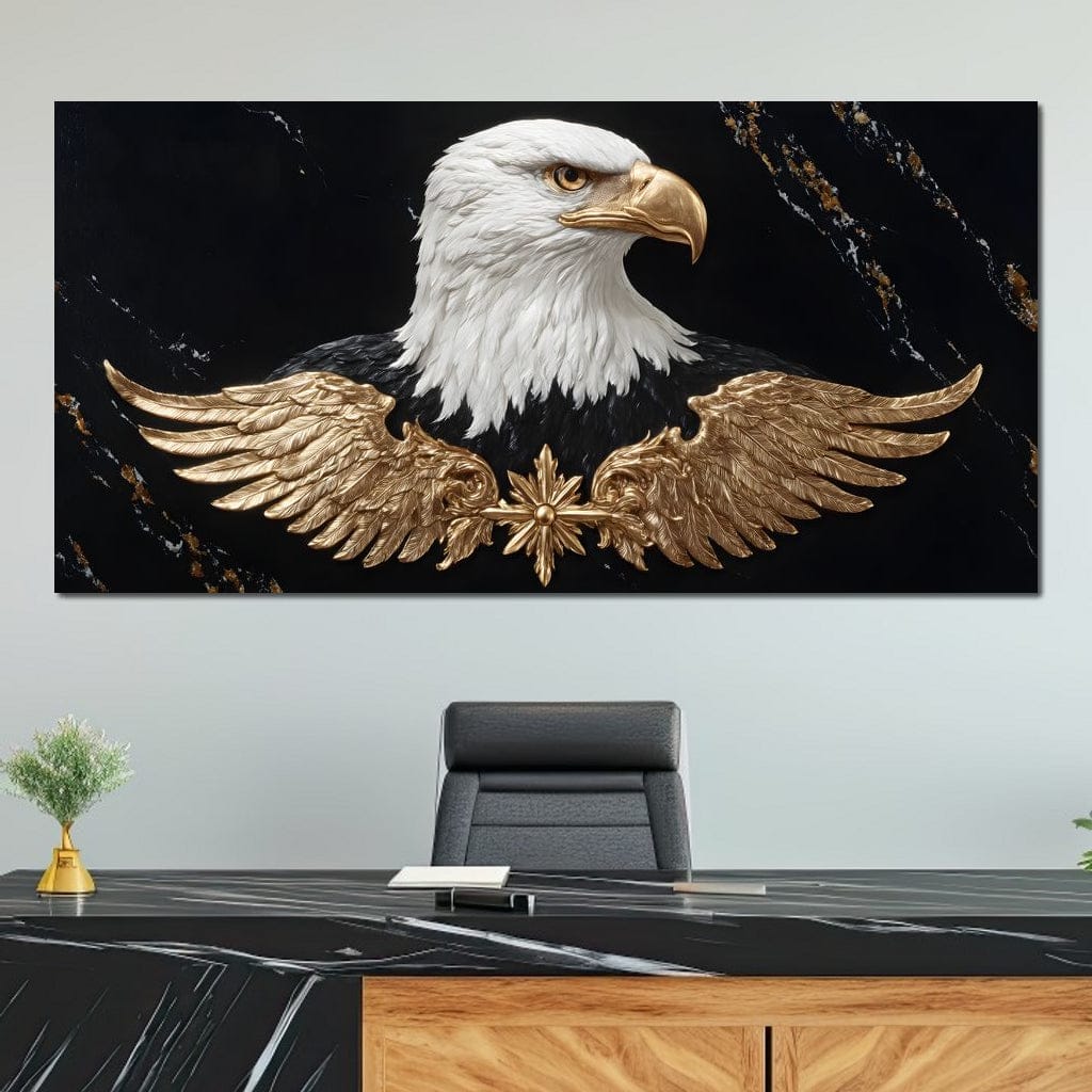 Golden Eagle Majesty Marble Canvas Wall Art