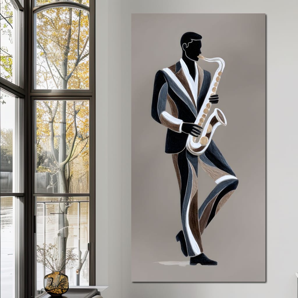 Midnight Jazz Sax Player Elegance Canvas Wall Art