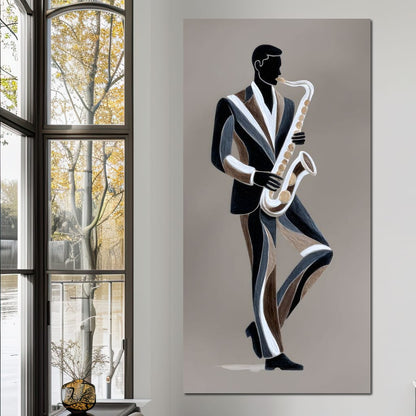 Midnight Jazz Sax Player Elegance Canvas Wall Art