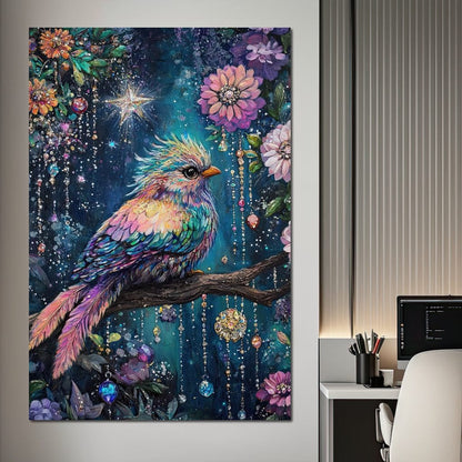 Enchanted Birdsong Night Tapestry Canvas Wall Art