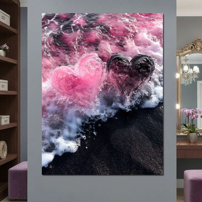 Rose Quartz Hearts Tide Canvas Wall Art