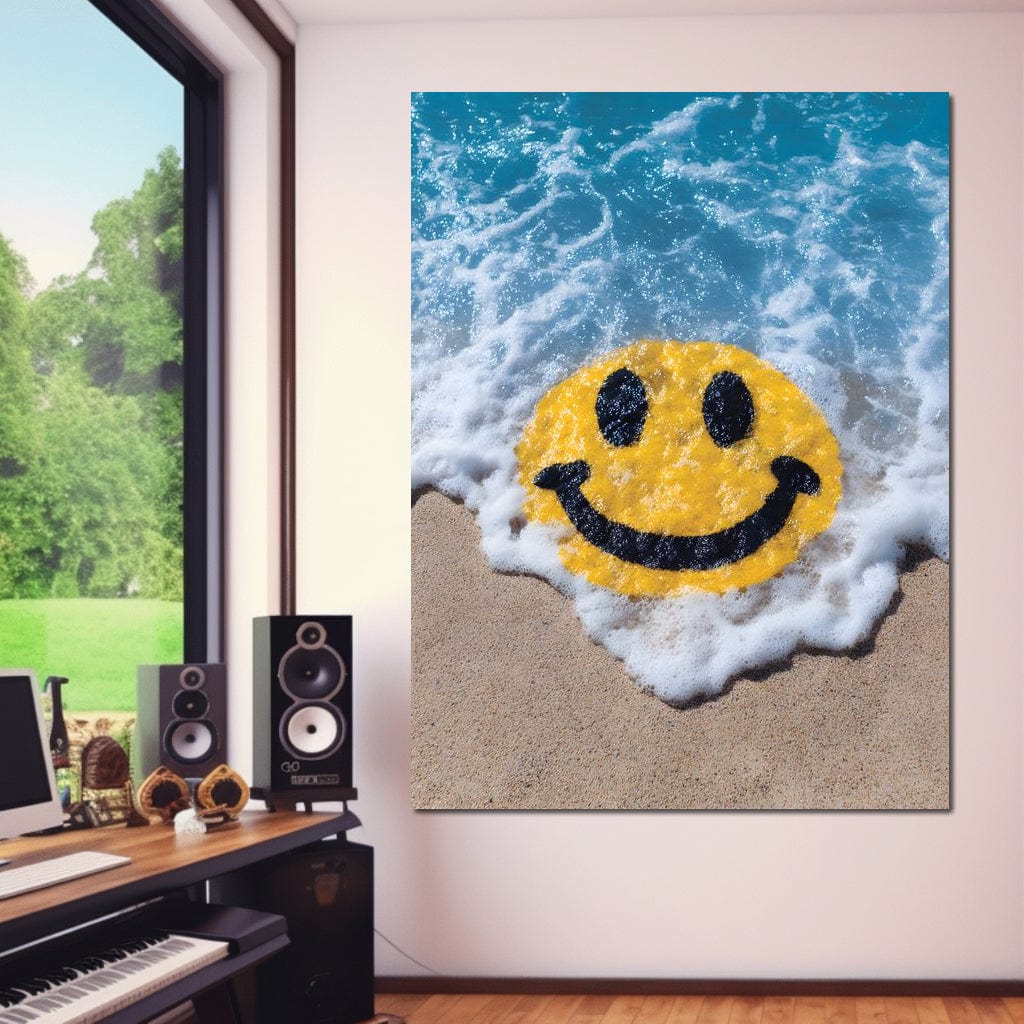 Radiant Beach Wave Smile Burst Canvas Wall Art